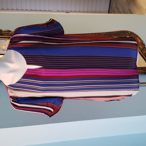 DR2 Multi Color Striped Short Sleeve Top Size L - Picture 1 of 7